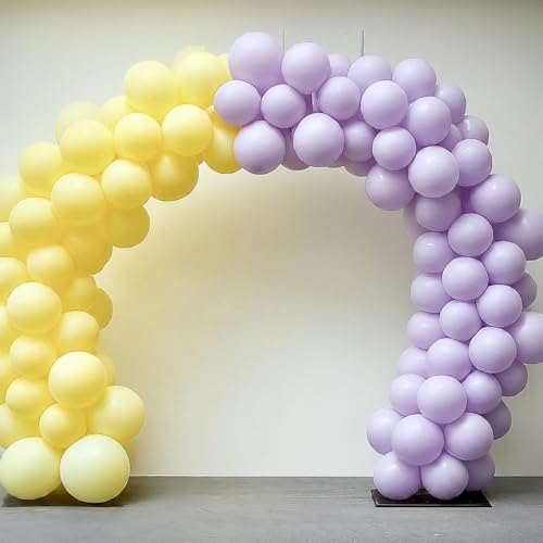 Image of Regular Balloon Combo For Decoration with Glue Dots & Balloon Arch Strip - Party Decor Set For Easy Party Setup (PURPLE YELLOW, 50)