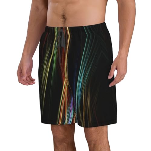 Men's Beach Shorts Swim TrunksFun Patterns Colorful Lines Art Print for Surfing Running Summer Vacation2
