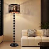 AHDWDW Vintage Floor Lamp for Living Room Bedroom,Farmhouse Rustic Floor Lamps,Modern Standing Tall Lamp with Black Unique Lampshade,Gothic Mid Century Iron Floor Lamp for Office Corner Decor