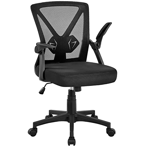 Yaheetech Bürostuhl Schreibtischstuhl mit hochklappbare Armlehnen, Drehstuhl aus Mesh, Office Chair Ergonomic… – Ansicht 1