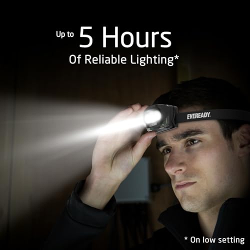 Image of Rechargeable LED Headlamps by Eveready (2-Pack), IPX4 Water Resistant Head Lights for Running, Camping, Emergency, Outdoors (USB Cable Included),Black (2-Pack),Adjustable