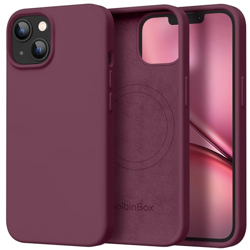 Image of GolbinBox Magnetic for iPhone 13 /14 Case, Silicone Cover, Wine Red