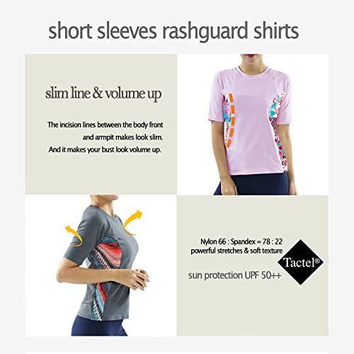 Private Island Women UPF50+ Swimsuit Short Sleeve Top T Shirt Rash Guard Workout (WRGTS)4