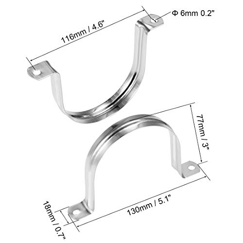Uxcell® U Shaped Conduit Clamp Saddle Strap Tube Pipe Clip Stainless Steel M80 2Pcs #TOP1
