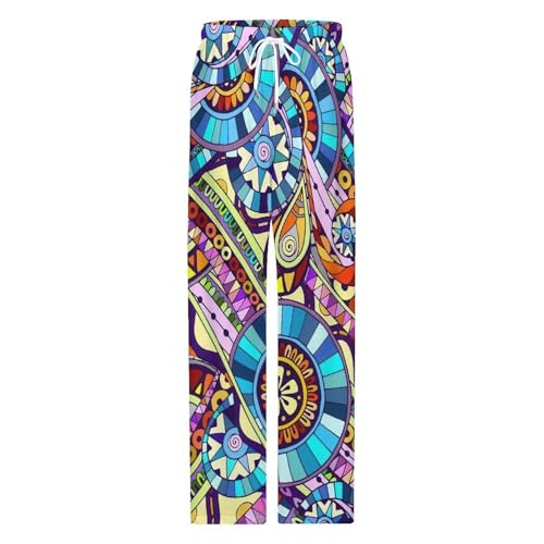 Pajama Pants for Men Women Novelty Couple Home PJ Bottoms Sleepwears Gifts Mosaic Tribal Doddle4