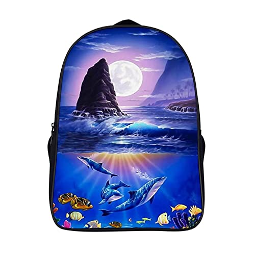 Sac à dos d'école pour enfants dauphin 3D et voyage 40x28x16cm