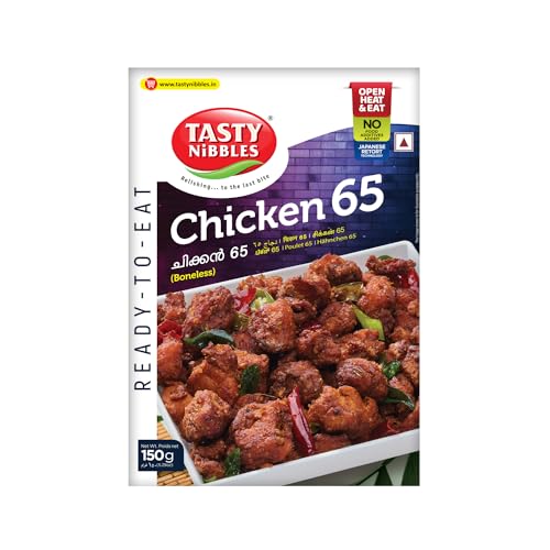 Image of TASTY NIBBLES Ready to Eat Chicken 65 | Kerala Special | Open Heat & Eat | Non-Vegetarian | No Added Preservatives | Japanese Retort Technology 150GM Pouch (Pack of 3)