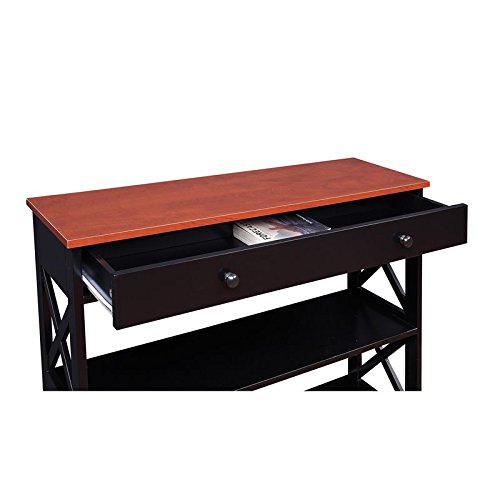 Pemberly Row Transitional One-Drawer Console Table In Cherry And Black Wood #TOP5