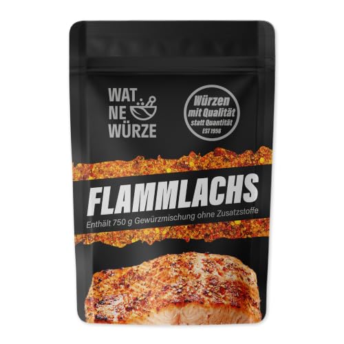 WAT NE WÜRZE Flammlachs Gewürz 750 g | Gewürzmischung für Lachs am Feuer Fisch Stremellachs & Steckerlfisch | Flammlachsgewürz als Fischgewürz zum Grillen und als Rub für BBQ