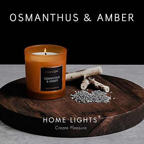 Homelights Luxury Scented Candle, Natural Soy Wax, Home Fragrance Decor Gift, Osmanthus & Amber, Medium Jar #TOP1