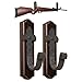 TESLYAR Soporte para Armas Montaje en Pared Exhibidores de sujeción Soporte Horizontal para Armas y Ganchos de Escopeta Almacene Cualquier Rifle Escopeta Madera Dura Gancho metalico (Wengué)