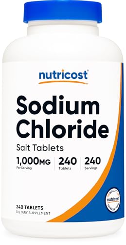 Nutricost Sodium Chloride 1000mg 240 Tablets - Salt Tablets Non-GMO Gluten Free