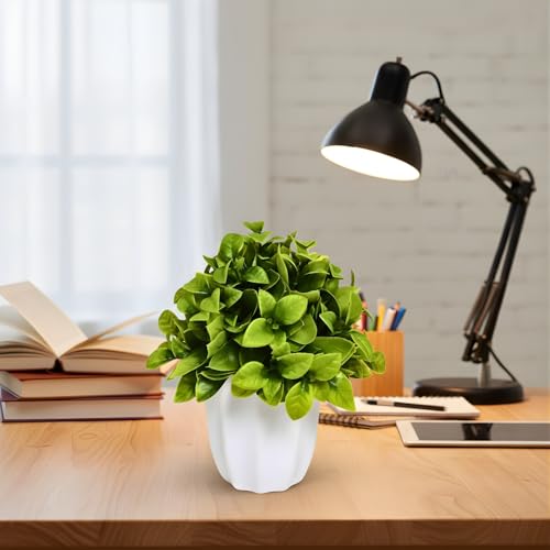 Image of fancymart Artificial Citrus Leaves Green Bunch in Pot - 22 cm Height, Perfect for Tabletop Decoration | Ideal for Home & Office Decor