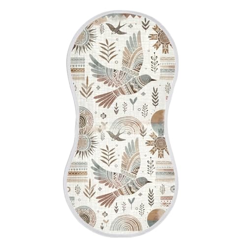 Muslin Baby Burp Cloths, Boho Bird Sun Cotton Soft Burp Cloths for Newborns​​, Extra Absorbent Burp Cloths 1-Pack​​, 22 x 11 Inch