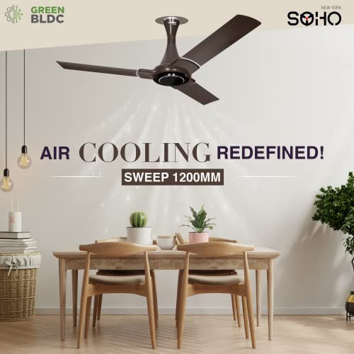 Image of RR Signature 1200 MM SOHO BLDC Fan 32 W 3 Blades for Home & Office I Ceiling Fan with Remote I 60% Energy Savings I 2 Year Warranty