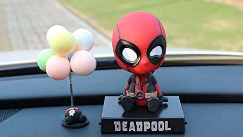 Image of Super Hero Action Figure Limited Edition Bobblehead with Mobile Holder for Car Dashboard, Office Desk & Study Table (Deadpool)