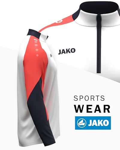 JAKO Unisex Ziptop Dynamic, weiß/Coral/Marine, 3XL – Ansicht 3