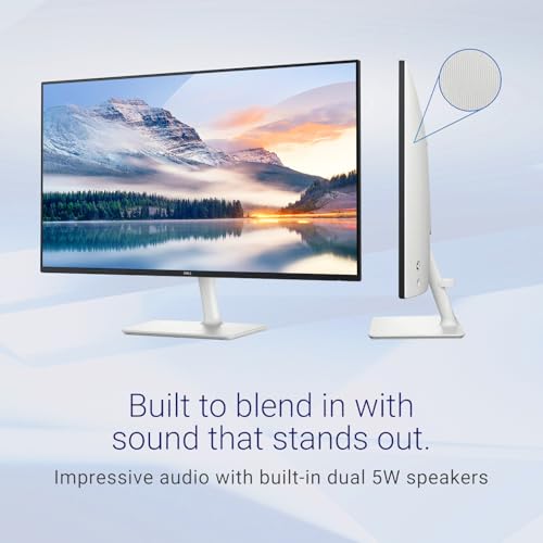 Image of Dell 24 inch IPS FHD Computer Monitor, 100Hz Refresh Rate, Integrated Dual 5W Speakers, 99% sRGB Color Gamut, 1500:1 Contrast Ratio, 2 x HDMI Ports, Ultra-Thin Bezel, Ash White