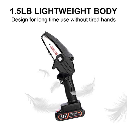Image of Gigilli Mini Chainsaw With 2 Batteries 2 Chain, 4-Inch Cordless Mini Chainsaw Battery Powered Portable, Father Gifts Handheld Small Electric Chainsaw for Branch Pruning Tree Trimming Wood Cutting