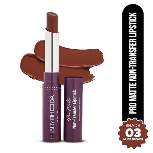 Image of Hilary Rhoda Pro Matte Non-Transfer Lipstick | Waterproof & Smudge-Proof | 12-Hour Long Stay | 24 Shades Available | Highly Pigmented Matte Finish Lipstick | 2g - (Nude Brown | Shade 03)