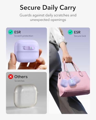 Image of ESR for AirPods 4 Case, Compatible with AirPods 4 Generation Case (2024)(USB-C), MagSafe Compatible, Magnetic Lid Lock, Drop-Proof Protection Cover with Lanyard, Pulse Series, Purple