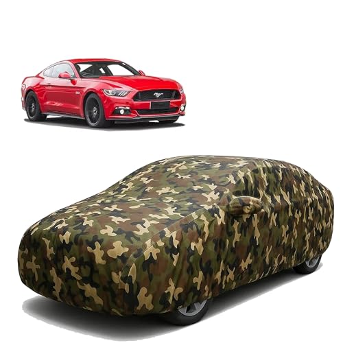 Image of Sulfar 100% Waterproof Car Body Cover Compatible with Mirror for Ford Mustang with Long Lasting Durable Material (Triple Stitched, Full Bottom Elastic, Camouflage Army)
