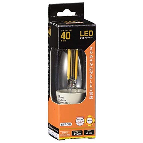 OHM LED�d�� �t�B�������g�^�C�v �V�����f���A�` E17 40�`���� 4W �N���A �d���F LDC4L-E17 C6 06-3466