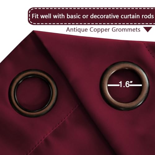 Image of H.VERSAILTEX Blackout Patio Curtains 100 x 90 Inches for Sliding Door Extral Wide Blackout Curtain Panels Christmas Decor for Living Room - Grommet Top, 7.5' Tall by 8.3' Wide - Burgundy