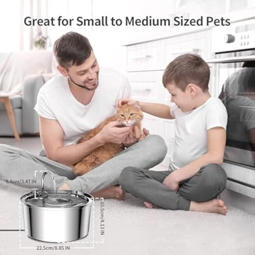 Fuente de agua para gato y perro 3.2L acero inoxidable miniatura 5