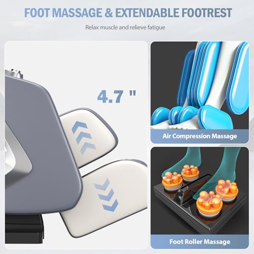 AOVOJRM Massage Chair Full Body- Zero GravityMassage Recliner with Air Pressure, 10 Fixed Massage Rollers, Heating, Foot Roller, Bluetooth Speaker for Home Office, for mom/dad (White) - Image 5