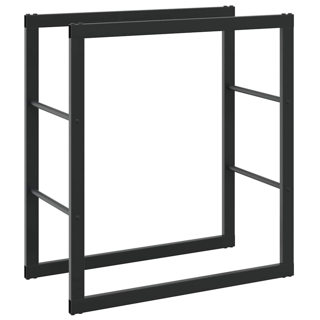 Brokky 4018464 Rastrelliera per Legna da Ardere Nera 55x30x61 cm in Acciaio Legnaia da Esterno in Metallo, Ripiano per Legna da Ardere, Portalegna
