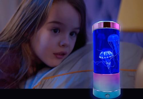 Image of Wireless Express LuminaJellyfish Mood Lamp with LED Lights - Realistic Jellyfish Motion, Multi-Color Changing LED Modes, Auto Shut Off (Metallic - 9 Inch)