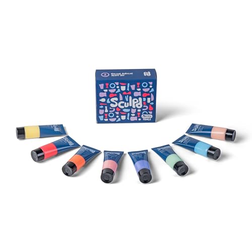 Sculpd Acrylic Paint Set, 8 x 22ml Tubes of Premium Coloured Acrylic, Heavy Body & Vibrant Colours, Paint on Air Dry Clay, Canvas, Ceramic, Fabric, Wood & More, Pastel Tones