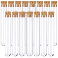 15PCS test tubes,Clear Plastic Test Tubes with Cork Stoppers,test tubes with lids,plastic test tubes,plastic test tubes with lids for DIY Craft,Laboratory,Spices,Liquids,Candy,Party,16mm×150mm