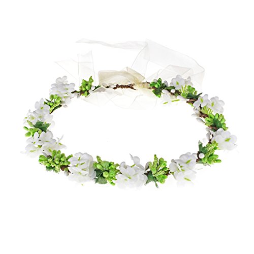Love Sweety Nature Flower Crown Fruit Headband Boho Garland Wedding Photo Prop (White)