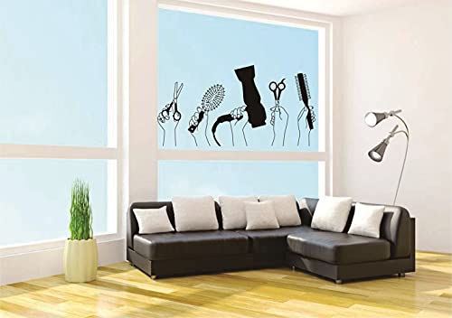 Sticker mural porte salon de coiffure vinyle premium elegant