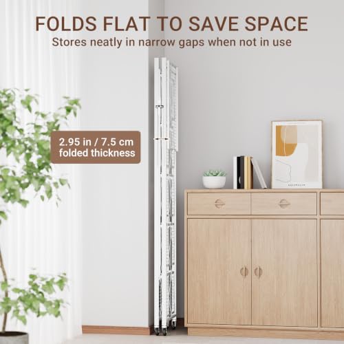 Image of black leopard 6-Tier Foldable Metal Storage Shelf with Wheels, White