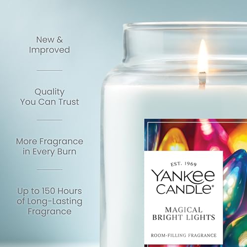 Yankee Candle Large Jar Scented Candle with up to 150 Hour Burn Time, Premium Plant Wax Blend for Consistent Burn, 22 oz Jar Candle with Room Filling Fragrance, Magical Bright Lights