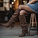 MOTIMODEN Fold Over Boots for Women Slouchy Pointed Toe Stiletto Heels (3.3 Inch) Original Fashionable Knee High Boots, Chic Dress Heeled Boots for Fall Winter Brown Suede XYY-FBA-M1011BRS