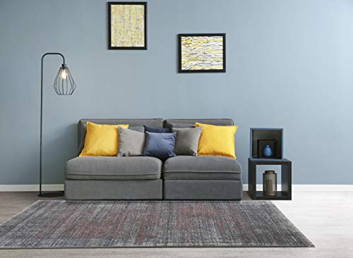 andiamo Woven Rug Modern Stylish Short Pile Rug Robust and Easy Care Made of 100% Polypropylene Suitable for Underfloor Heating and Robot Vacuum Cleaners 67 x 140 cm Stripes Grey/Coral - Image 2