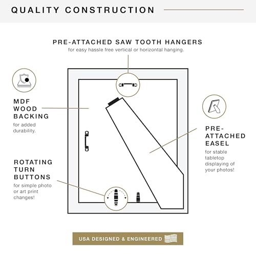 MCS Studio Gallery 8.5x11 Picture Frame Gray Woodgrain, Rectangle Photo Frame for Photos, Posters & Art Prints & Easel for Tapletop Display (1-Pack)