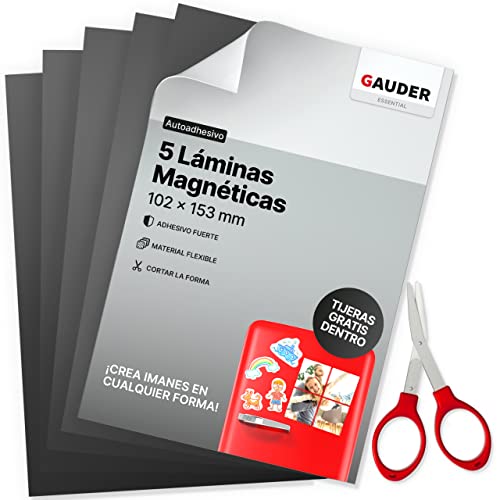GAUDER Láminas Magnéticas Autoadhesivas | Hojas Magnéticas | Papel Magnético para fotos y más...