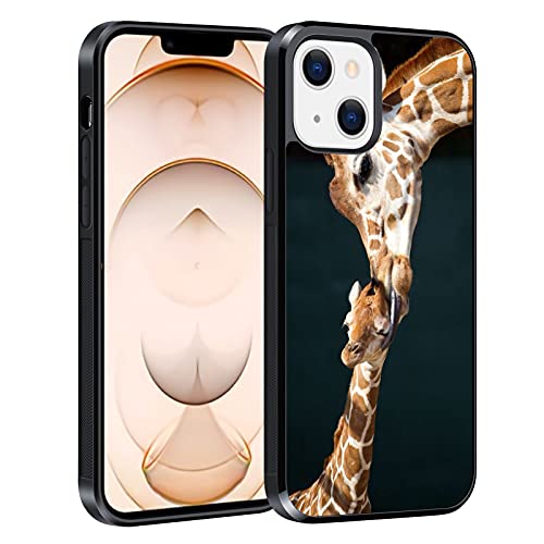 Zhongxinsw Phone Case Compatible With Iphone 13 Phone Case With Cute Kissing Giraffes Black Frame Slim Silicone Frame Shockproof Case Drop Protection #TOP10