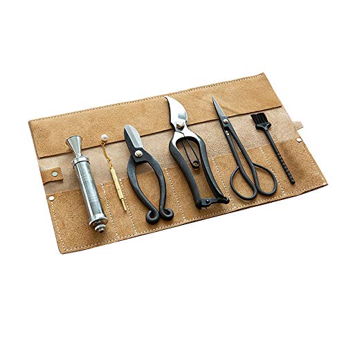 Japanese Ikebana Flower Arrangement Tools Set Real Cowhide Bag Flower Art Tool Kit