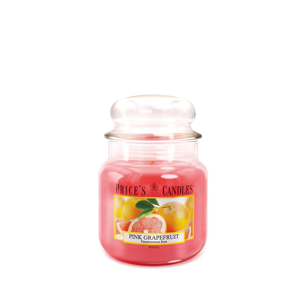 Price's Candles Pink Grapefruit Scented Candle In Medium Glass Jar With Glass Lid