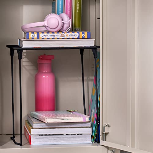 LockerMate Stac-A-Shelf Locker Organizer Shelf, Stackable, Extra Tall, Fits Standard Size School Lockers, Black - Thumbnail 6