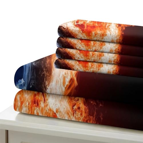 Housse de couette 3D imprimé Feu de Glace en microfibre zippée 135x200