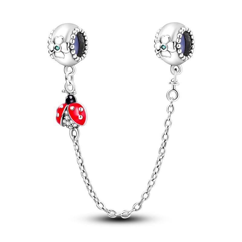 Ciondolo a forma di coccinella con quadrifoglio, in argento Sterling 925, compatibile con braccialetti Pandora