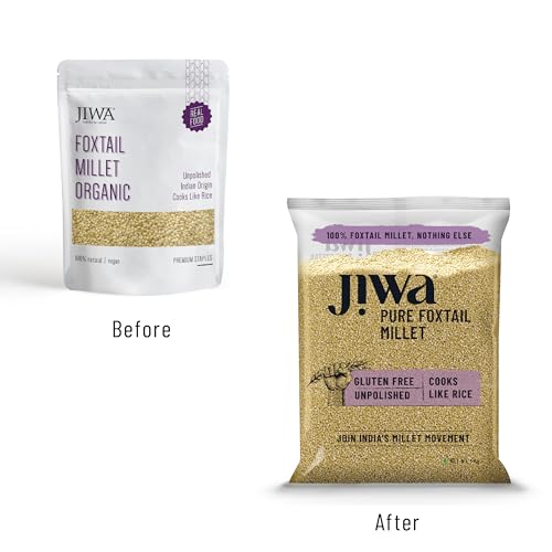 Image of Jiwa Pure Foxtail Millet | 1 Kg | Unpolished | Cooks In 15 Minutes | Positive Millet | Kangani Seeds | Ancient Grain | Low GI | Gluten Free