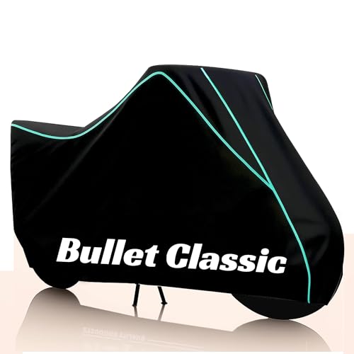Image of Kayme Classic 350 Water Resistance Bike Cover Heavy Duty Premium Taffeta Motorcycle Cover | UV Protection, Dustproof, All Weather, Scratchproof, Two Wheeler Body Cover with Elastic Bottom (Black Aqua)
